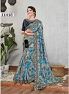 Blue Norita Latest Fancy Zari and Cord Embroidery Digital Printed Silk Party Wear Saree 11418